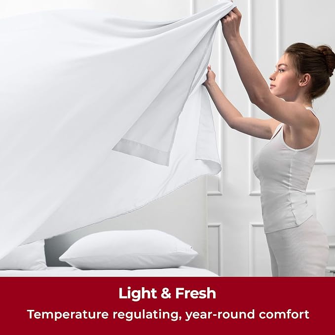 Mellanni Iconic 5-Piece, Ultra Soft Sheet Set (Split King, White) | 10M+ Sleepers. Lab-tested: Sleeps Cool, Stays Bright, Strong, Smooth. Good Housekeeping Best Bedding, 7 yrs running.