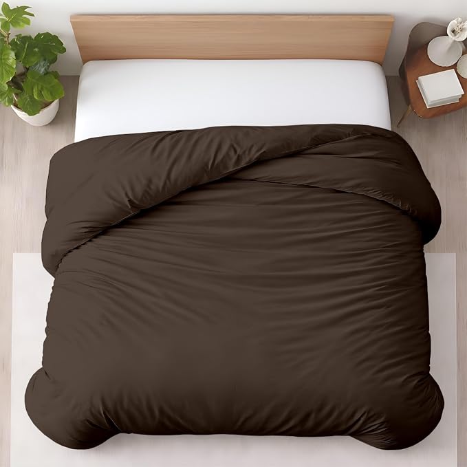 1 Pc 120" x 98" Duvet Cover Oversized King 100% Egyptian Cotton - 600 Thread Count Comforter Cover, Zipper Closure & Corner Ties - Fits Large King Inserts - Chocolate
