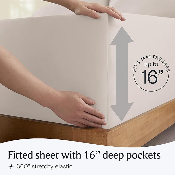Split King Sheets for Adjustable Bed, Soft Deep Pocket Bed Sheets Set, 5PC | LuxClub Silky Fitted Sheet & Pillowcase Sets, Breathable Hotel Luxury Bedding for Mattress Wrinkle Free, Linen