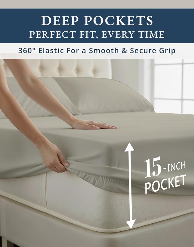 LANE LINEN Twin Size Bed Sheets 100% Egyptian Cotton Sateen - Silver | Twin Bed Sheet Set - 3-Piece Set, Ideal For Dorms And Guest Beds, For Guests And Everyday Use, Guest-Ready Comfort