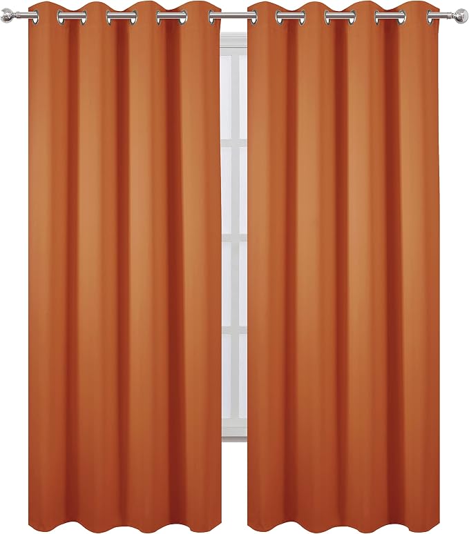 Blackout Curtains 52 x 84 inch/Orange Curtains Set of 2 Panels/Thermal Insulated Room Darkening Bedroom Curtains
