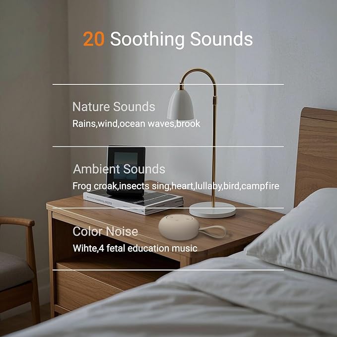 Portable Baby Sound Machine & Essentials for Babies & Kids-Putty | White Noise Machine[Timer Function][20 Soothing Sounds][15 Hours Battery Life]Travel,Registry,Gifts,Clips on Baby Stroller
