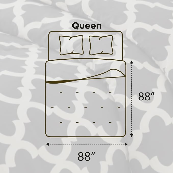 Utopia Bedding 3 Pc Queen Comforter Set, Printed Comforter, Grey | Comforter Set Includes Comforter (88x88) Inches, 2 Shams (20x26) Inches. Soft Microfiber Down Alternative, Machine Washable.
