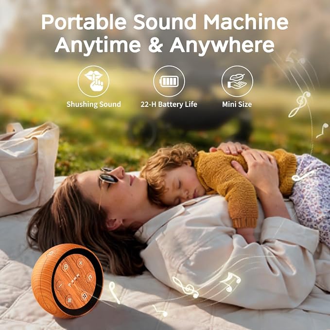 Portable Sound Machine White Noise Machine for Baby Kids Adults Sleeping with 32 Soothing Sounds 32 Volume Levels Brown Noise Machine with 4 Timer Memory Funtion for Travel Office Privacy