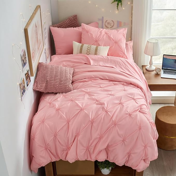 BEDELITE Twin XL Comforter Set Pink,Lightweight & Soft Comforter | 5 Pc Bed in a Bag,Boho Bedding, Warm & Cute Bed Set for All Season,with Comforter,Flat & Fitted Sheets,1 Pillowcase & 1 Sham