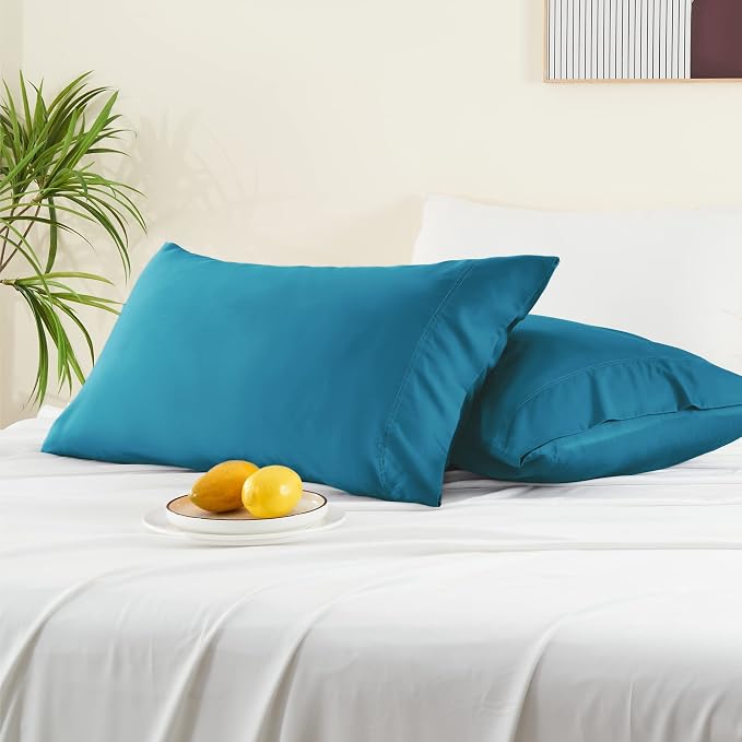 BEDELITE King Pillow Cases Set of 2, Rayon Derived from Bamboo, Teal | Cooling and Breathable Pillow Cover for Hot Sleepers & Night Sweats, Silky Soft Cozy, Envelope Closure, 20x36 Inches