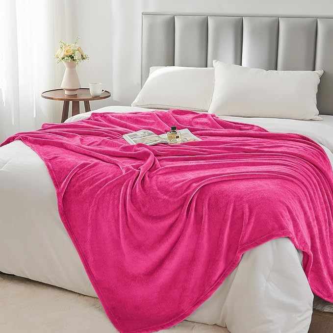 BEDELITE Fleece Blanket Soft Plush Throw for Couch Hot Pink 50"x70" | Ultra Soft Fleece, Plush Microfiber, Lightweight Warmth, All Season Comfort, Fade Resistant, Machine Washable, Couch Sofa Bed