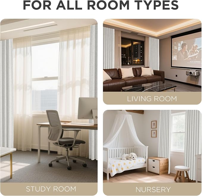 Joydeco Blackout Curtains for Bedroom - 90 Inch Long 100% Light Blocking 2 Panels Set White Drapes, Thermal Insulated Room Darkening Curtains, Linen Textured for Living Room, Rod Pocket & Back Tabs