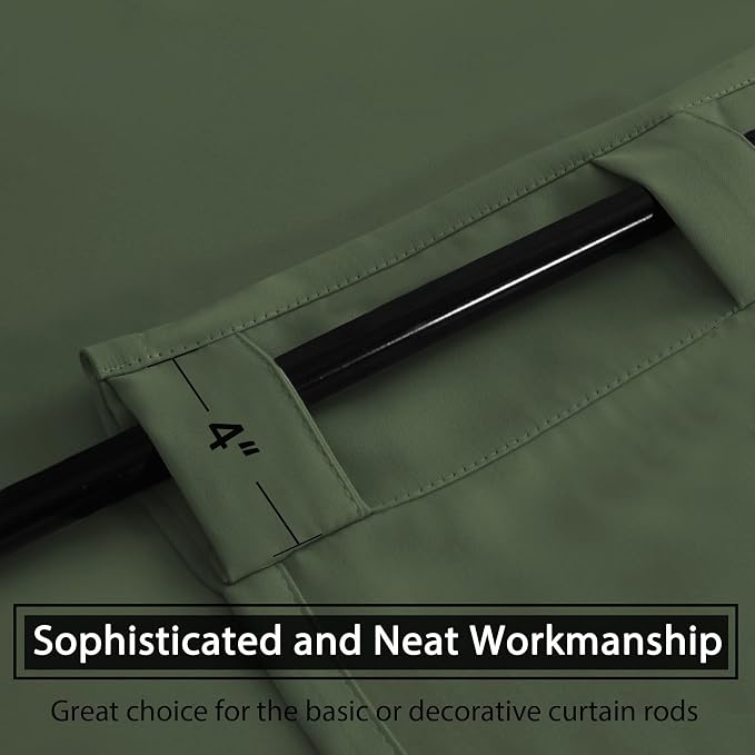 H.VERSAILTEX Back Tab Dark Green Curtains 102 Inch Long for Living Room, Rod Pocket Room Darkening Thermal Insulated Blackout Curtains, 52 x 102 Inch, Bronze Green, 2 Panels