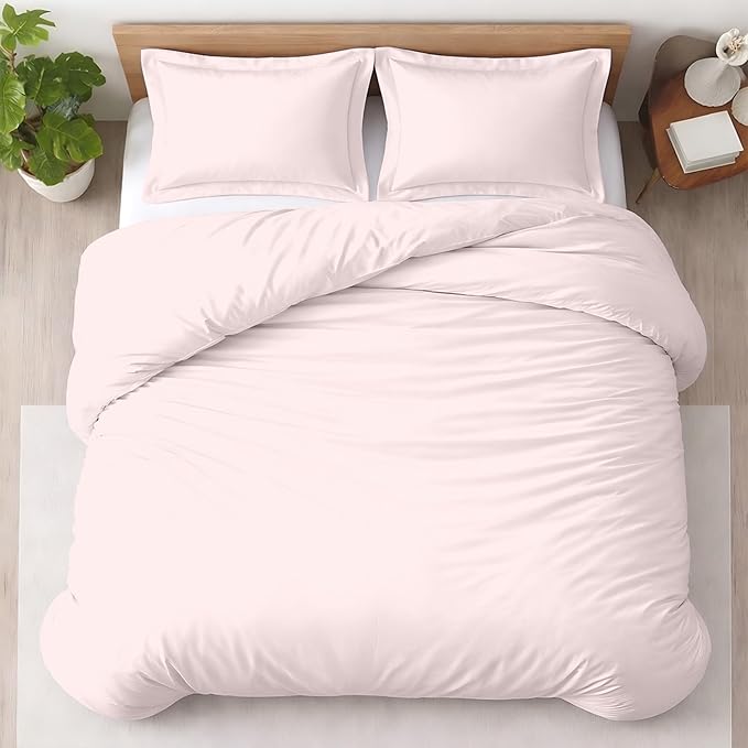 Custom Duvet Cover - 100% Egyptian Cotton 600 Thread Count Soft Premium Breathable Customizable Comforter Cover(Desired Dimensions)- Zipper Closure & 7 Internal Ties -Pink Blush