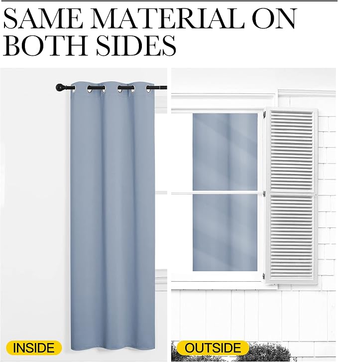 NICETOWN Vintage Blue Blackout Curtains 40 inches Length for Kitchen, 2 Panels, 29" Wide, Thermal Insulated Decoration Drapes for Small Window