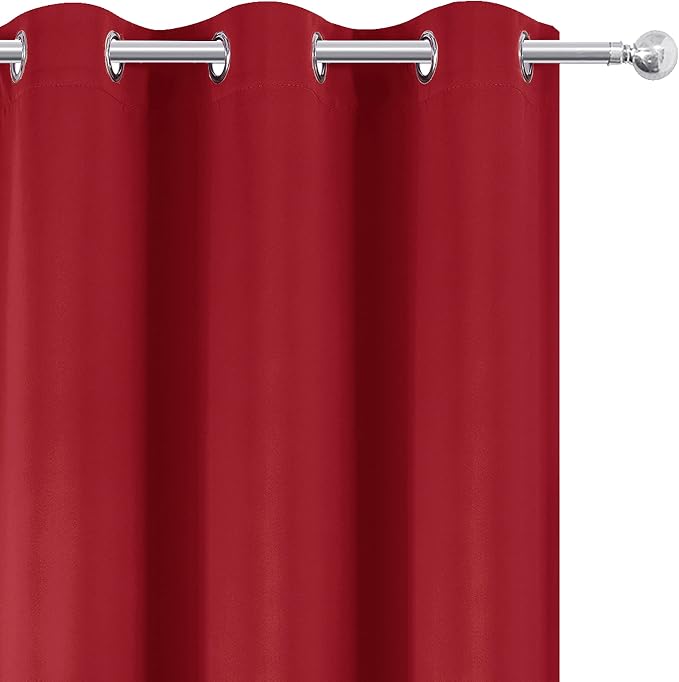 Blackout Curtains 66 x 95 inch/Bright Red Curtains Set of 2 Panels/Thermal Insulated Room Darkening Bedroom Curtains
