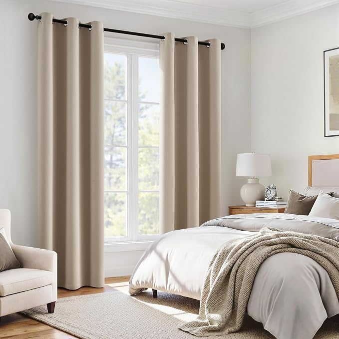 MIULEE Taupe 100% Blackout Curtains for Bedroom 40x72 Inch Long 2 Panels | 2 Thick Layers Thermal Insulated Window Curtains with Black Liner, Noise Reducing Grommet, Drapes for Living Room