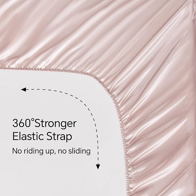 BEDELITE Satin Sheets California King Size Bed Set, Pink, 4 Pieces | Luxury Silky Bed Sheets, 15 Inch Deep Pocket, Similar to Silk, Soft and Cooling, Reduces Friction, Gentle on Hair and Skin