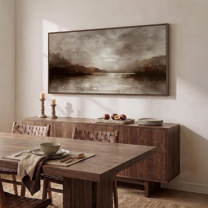 Large Framed Rustic Brown Abstract Landscape Wall Art, Horizontal 30x60 In | Nature pictures, Canvas prints, Wood frame, Modern artwork for walls, Wall decor for living room bedroom office farmhouse