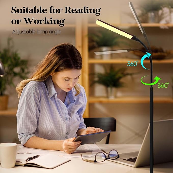 Aisutha LED Floor Lamp, 18W Super Bright Floor Lamp for Living Room, Adjustable Stepless Colors & Brightness Standing Lamp, Eye Caring Reading Light with Remote | Adjustable Stepless Colors & Brightness Standing Lamp, Eye Caring Reading Light with Remo...