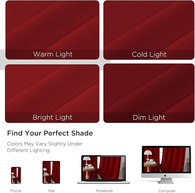 CUCRAF Red Blackout Curtains Customize, Rod Pocket Room Darkening Curtain for Bedroom Living Room, Thermal Insulated Window Drapes 1 Panel (Custom Size, Color)