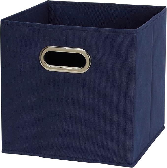 Household Essentials 81-1 Foldable Fabric Storage Bins | Set of 6 Cubby Cubes with Handles | Navy Blue, 6 lbs (Pack of 6)