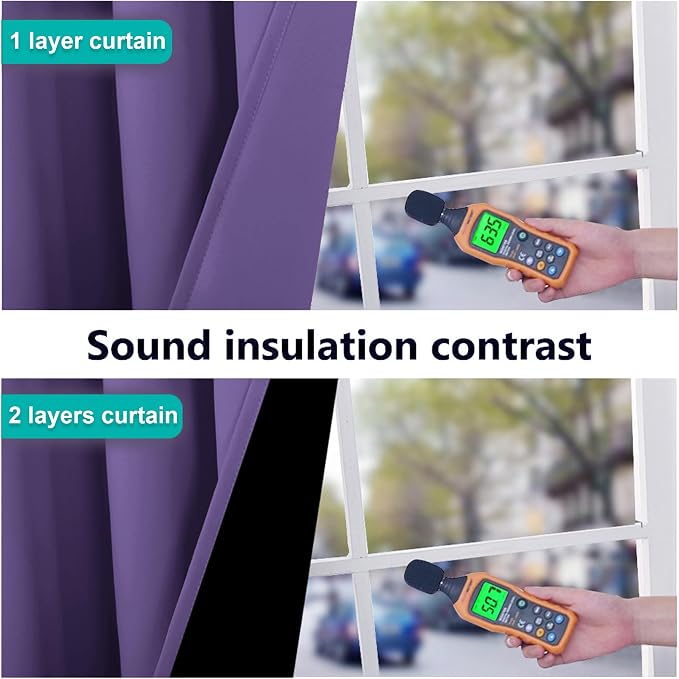 NICETOWN Lilac Purple 100% Blackout Curtains 45 inches Long, Thermal Insulated Full Blackout 2-Layer Lined Curtains, Energy Efficiency Window Draperies for Dining Room (2 Panels, 42-inch W)