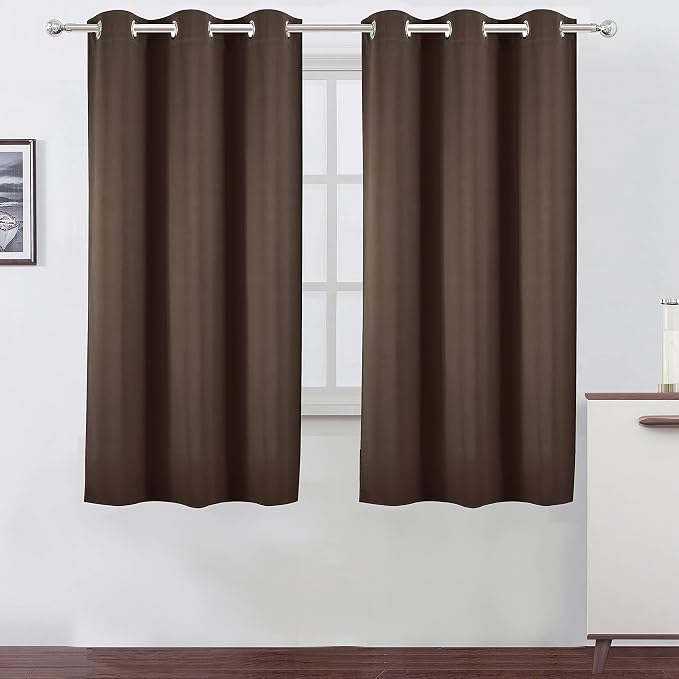 Chocolate Brown Blackout Curtains 40 x 63 Inch Length/Set of 2 Curtain Panels/Thermal Insulated Room Darkening Blackout Curtains for Bedroom