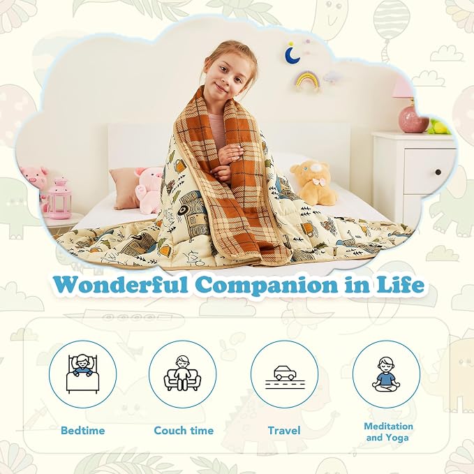 CuteKing Weighted Blanket - Weighted Blanket with Premium Glass Beads - Breathable Heavy Blanket for Comfort Sleep - Thick Blanket All Season(10lbs, 48"x72", Camping)