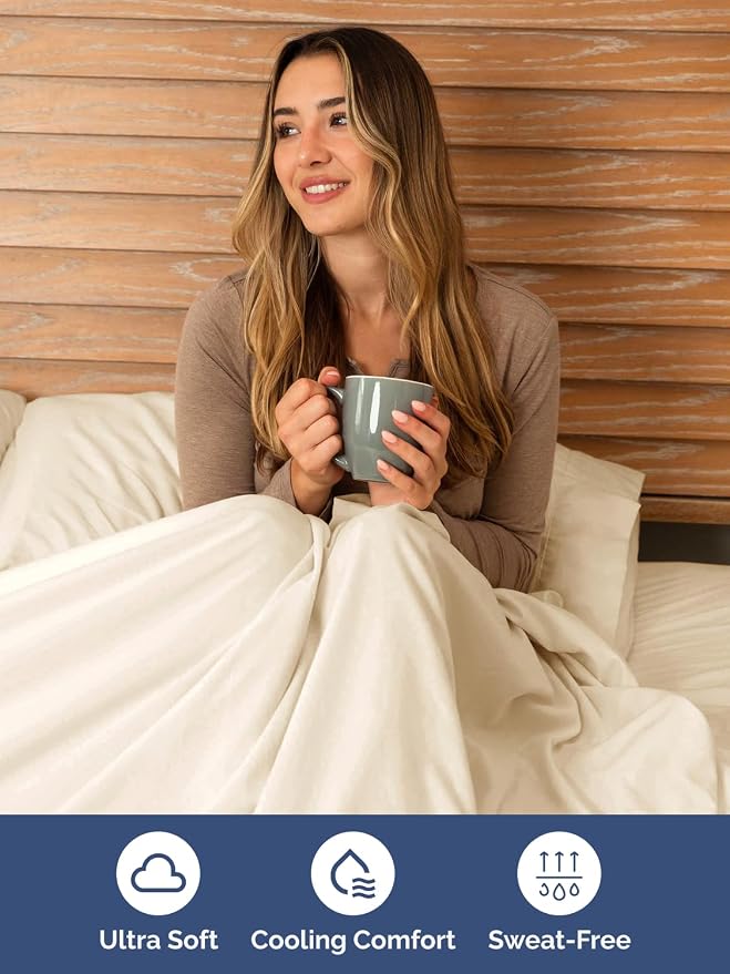 Extra Deep Cal King Sheet Set - 6 Piece Breathable & Cooling - Off White | Hotel Luxury Bed Sheets Set, Easy & Secure Fit, Ultra-Soft, Wrinkle & Fade Free, Comfy Sheets Set with Extra Deep Pockets