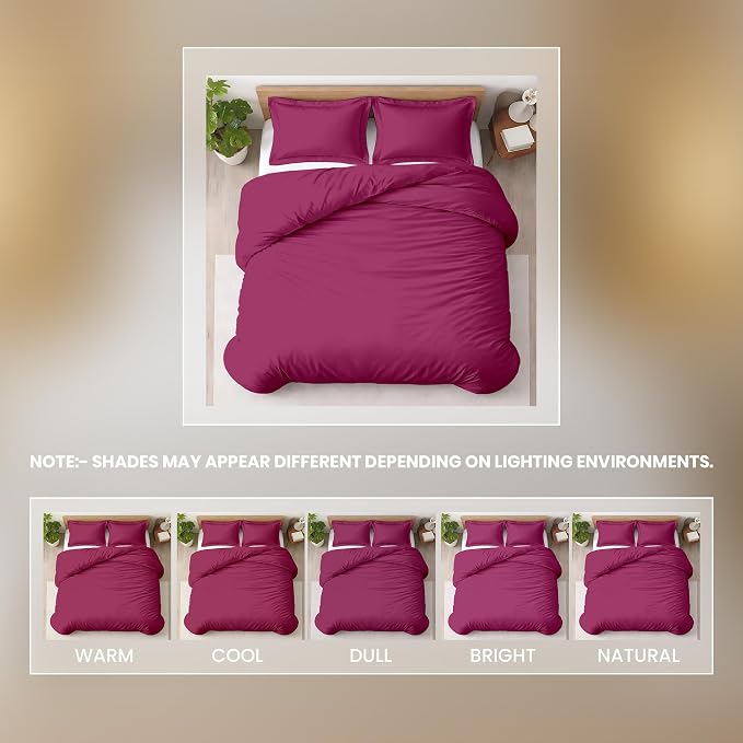 Kotton Culture 3 Pc 120" x 98" Duvet Cover Set Oversized King 100% Egyptian Cotton - 600 Thread Count Comforter Cover, Zipper Closure & Corner Ties - Fits Large King Inserts - Hot Pink