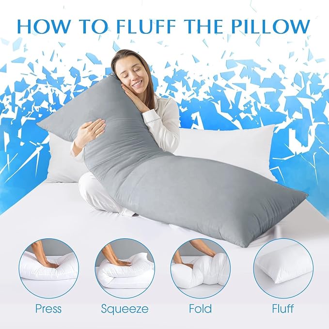 SHOUREN Large Body Pillow,Long Bed Pillow for Adults,20x54in | Breathable,sweat-absorbing,skin-friendly,medium firmness for side sleepers,multiple application