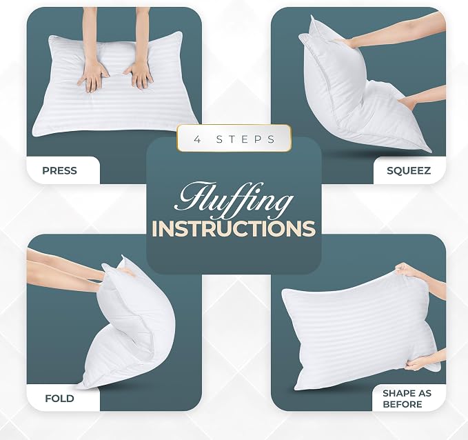Utopia Bedding Hotel Bed Pillows for Sleeping, Pillows King Size Set of 2 | Down alternative pillows, cooling hotel quality, luxury comfort for back, side & stomach sleepers, Premium Stripes, White