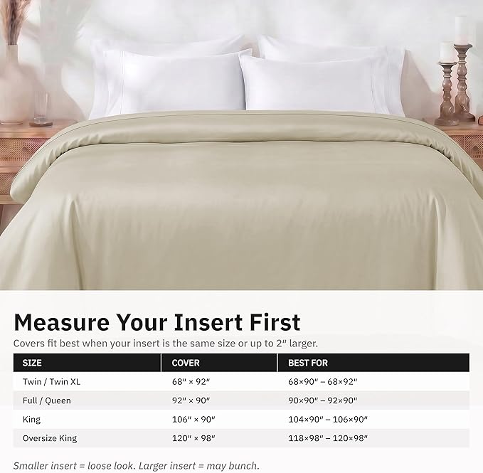 California Design Den Soft 100% Cotton Sateen Full/Queen Duvet Cover, Beige | Duvet Cover Only, Comforter Not Included, Backed by Good Housekeeping Seal, Button Closure & Corner Ties