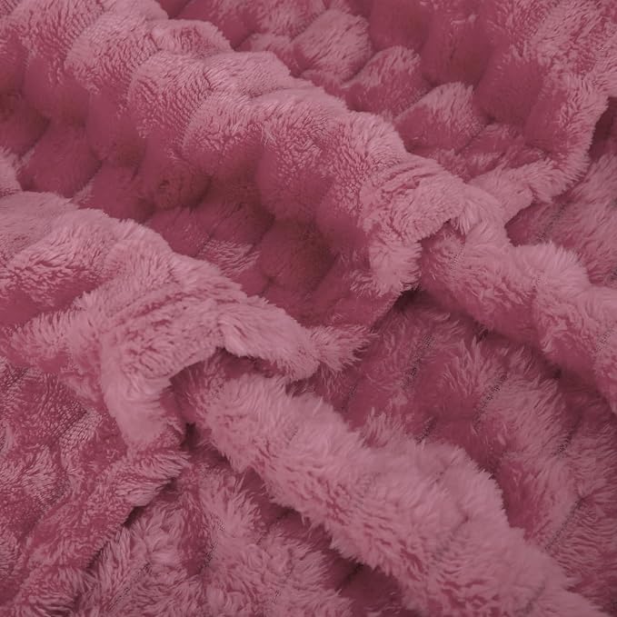 Dusty Pink Throw Blanket 60"×80" Gifts for Mom Fuzzy 3D Jacquard Decorative | Flannel Fleece Super Soft Plush Cozy Blanket for Couch Sofa Chair Lightweight