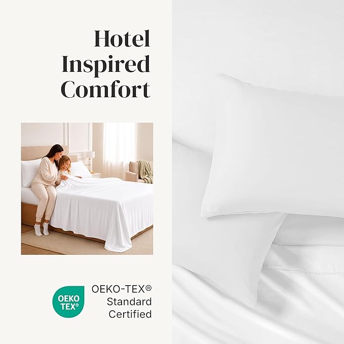 Modern Threads Soft Microfiber Solid Sheets - Luxurious Microfiber Bed Sheets - Includes Flat Sheet, Fitted Sheet with Deep Pockets, & Pillowcases White California King
