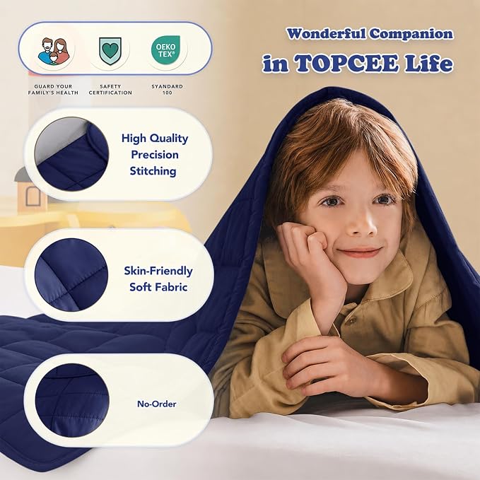 Weighted Blanket (5 lbs, 36" x 48") Cooling Throw Heavy Blanket for Sleeping Apply to 40-60 lbs, Soft Thick Breathable Blanket with Glass Bead, Easy Care