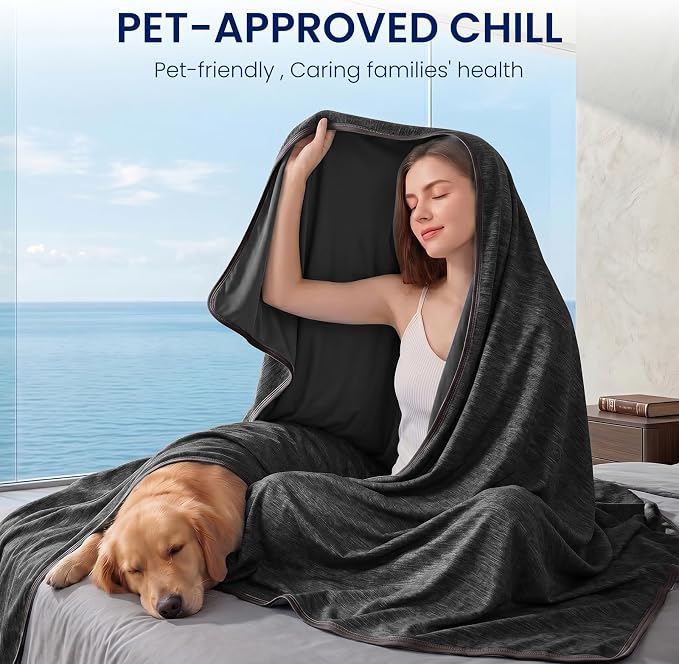Topcee Cooling Blanket Queen Size 90"x90" for Hot Sleepers Summer Blanket | Absorbs Heat Cold Summer Blanket for Night Sweats & Menopause Q-Max>0.5 Lightweight Breathable Soft Double-Side Cooling