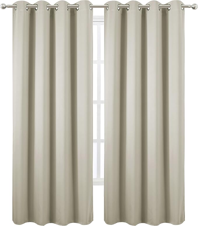 Light Beige Blackout Curtains 52 x 84 Inch Long Beige Curtains Set of 2 Panels Room Darkening Curtains for Living Room