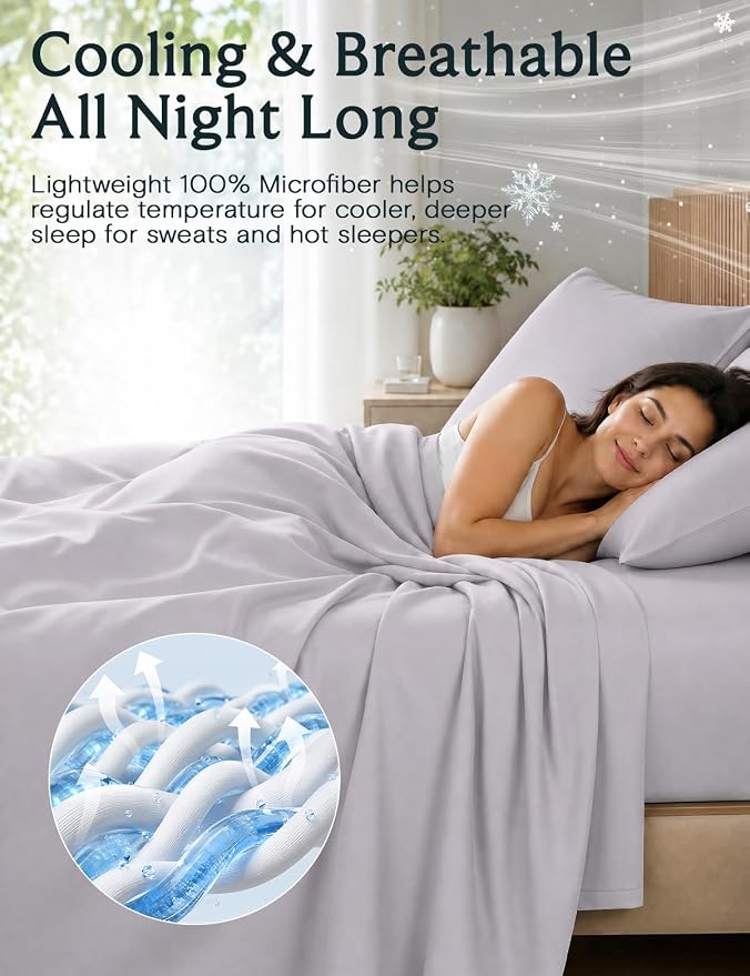 LuxClub Full Size Sheets, Cooling & Soft Deep Pocket Bed Sheets, 4PC | LuxClub Silky Fitted Sheet & Pillowcase Sets, Breathable Hotel Luxury Bedding for Mattress Wrinkle Free, Dove Gray