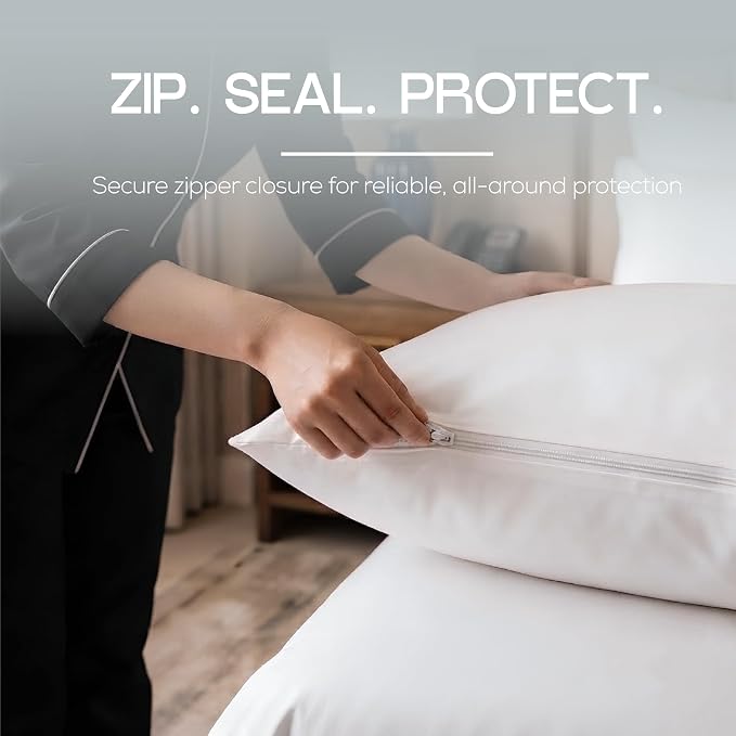 Utopia Bedding 80 Pack Waterproof Pillow Protectors with Zipper Standard Size (White), Bed Bug and Dust Mite Proof Pillow case Covers, Moisture Wicking Pillow Encasements 20 x 26 Inches