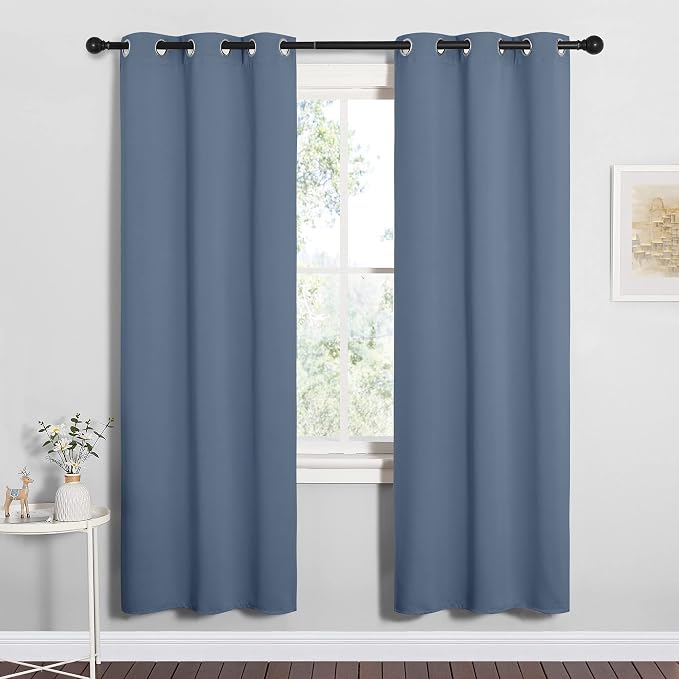 NICETOWN Blackout Curtains, 1 Pair, 34" x 72", Stone Blue | Home Decoration Thermal Insulated Noise Reducing Curtains & Drapes for Bedroom Boys Room Privacy Panels