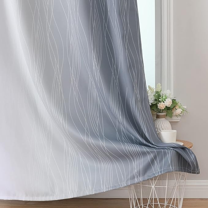 Grey and Greyish White Ombre Blackout Curtains for Bedroom 72 Inch Long | Estelar Textiler Gray Light Blocking,Room Darkening Thermal Insulated Noise Reducing Drapes for Living Room,52Wx72L,2 Panels