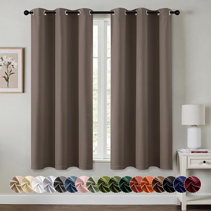 MIULEE Blackout Curtains for Bedroom 2 Panels 40 x 54 Inch Long Tan Brown | Thermal Insulated, Living Room Darkening Grommet Drapes, Noise Reducing, Light Blocking Window Treatments