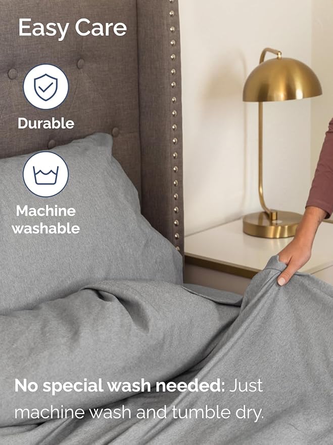 Extra Deep King Fitted Sheet - Single Fitted Sheet Only - Heathered Grey | Easily Fits 18 inch to 24 inch Mattress, Soft, Wrinkle Free, Breathable & Comfy, Extra Deep Pockets Hotel Luxury Fitted Sheet
