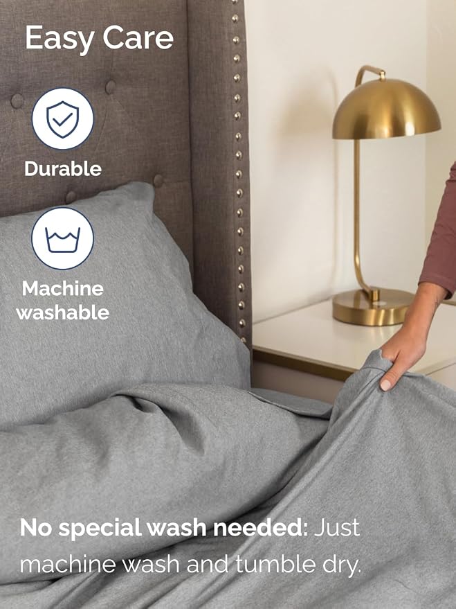 Extra Deep Full Fitted Sheet - Single Fitted Sheet Only - Heathered Grey | Easily Fits 18 inch to 24 inch Mattress, Soft, Wrinkle Free, Breathable & Comfy, Extra Deep Pockets Hotel Luxury Fitted Sheet