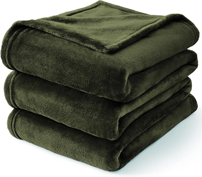 BEDELITE Fleece Blanket Soft Plush Twin Size Blanket Olive Green 60"x80" | Ultra Soft Fleece, Plush Microfiber, Lightweight Warmth, All Season Comfort, Fade Resistant, Machine Washable, Couch Sofa Bed