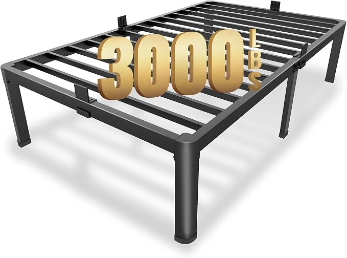 MAF 12 Inch Twin Metal Platform Bed Frame with Round Corner Legs | Mattress Baffle, 3000 LBS Heavy Duty Steel Slat Support, Noise Free, No Box Spring Needed, Easy Assembly, 10.4" Storage Space
