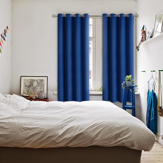 BGment Royal Blue Blackout Curtains for Bedroom 72 Inch Long - 2 Panels | Grommet Top, Black Out, Room Darkening, Sunblock, Thermal Insulated, Window Drapes for Kids Boys Room, 52x72 Inch