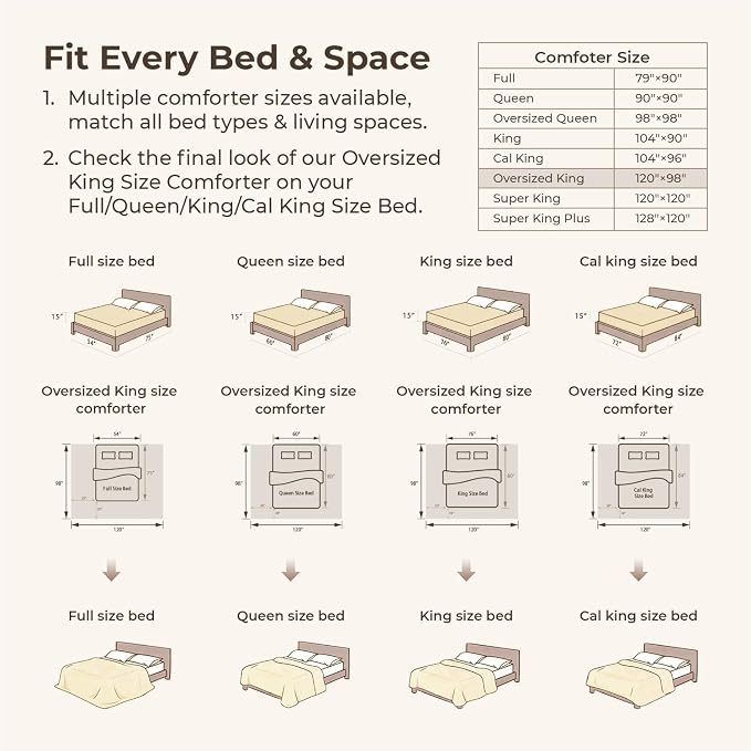 Litanika Oversized King Comforter Set, 3 Pcs Beige Tufted Boho Bedding Set | Farmhouse Shabby Chic Vintage Bohemian Textured Aesthetic Soft Fluffy Lightweight Breathable All Season Bed Set