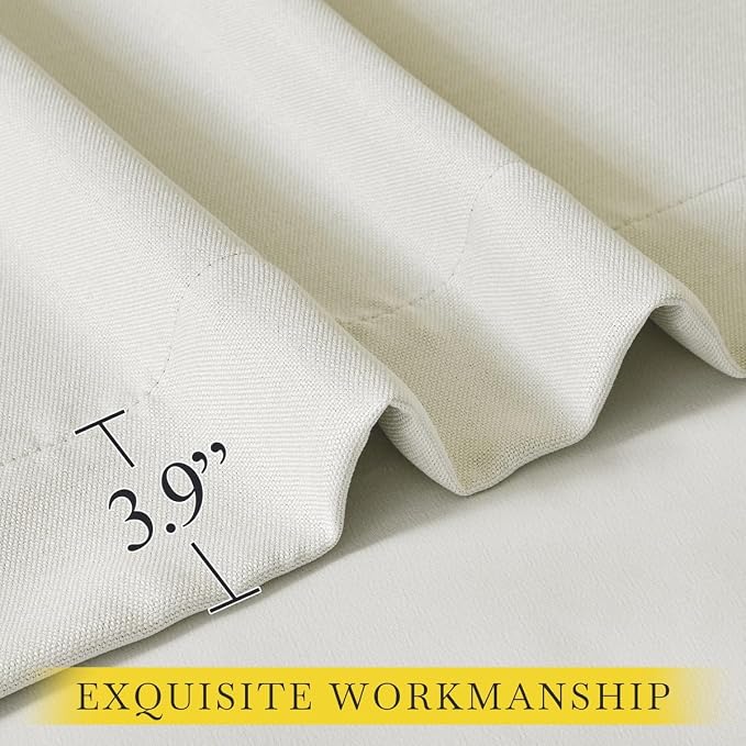 NICETOWN Room Darkening Bedroom Curtains 96 inches Long, Dual Rod Pockets & Hook Belt Light Blocking Noise Canceling Window Treatments for Living Room/Nursery, Natural, W52 x L96, 2 Panels