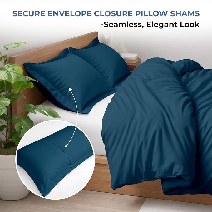 3 Pc Duvet Cover King Size Set-100% Egyptian Cotton 600 Thread Count Ultra Soft Premium Durable Comforter Cover Zipper Closure & Corner Ties - (Green Teal, 104" X 94")