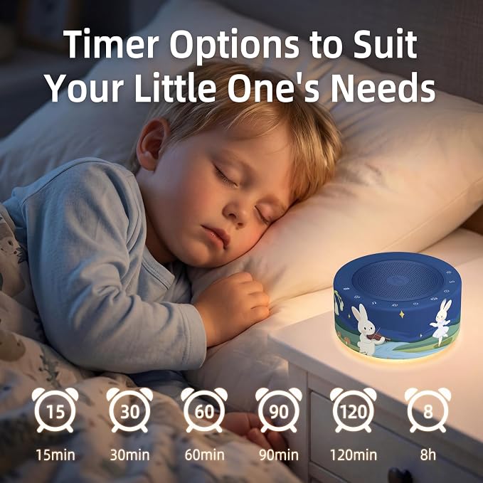 Kipcush White Noise Machine for Baby & Adults, Sleep Sound Machine with 30 Soothing Sounds, 8-Color Night Light, Memory Function, White Noise for Sleeping, Nursery, Office, Travel, Relaxation