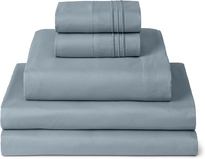 Mellanni Iconic 5-Piece, Ultra Soft Sheet Set (Split King, Spa Blue) | 10M+ Sleepers. Lab-tested: Sleeps Cool, Stays Bright, Strong, Smooth. Good Housekeeping Best Bedding, 7 yrs running.